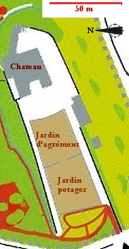 Château de Châtillon, plan des jardins du XVIIIe siècle.